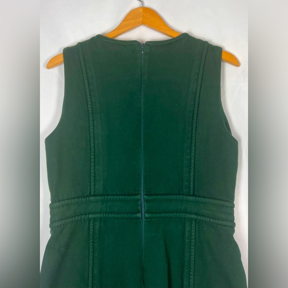 Tory Burch Green Twill Midi Jumper Dress - Picture 11 of 12